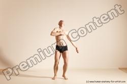 Underwear Gymnastic poses Man White Slim Bald Dancing Dynamic poses Academic